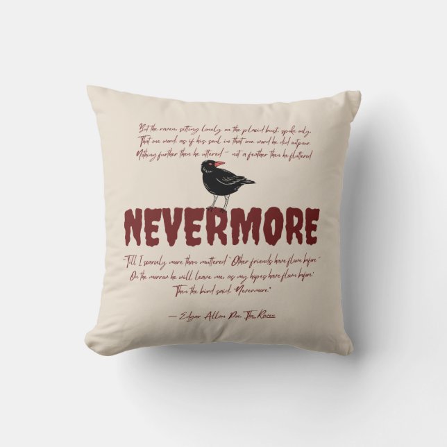 Nevermore Throw Pillow (Front)
