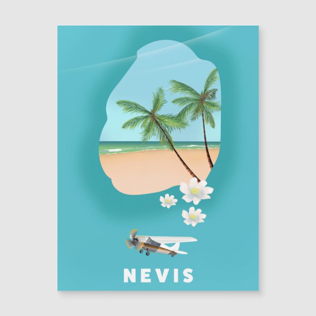 Nevis Caribbean island Illustrated map. (Front)