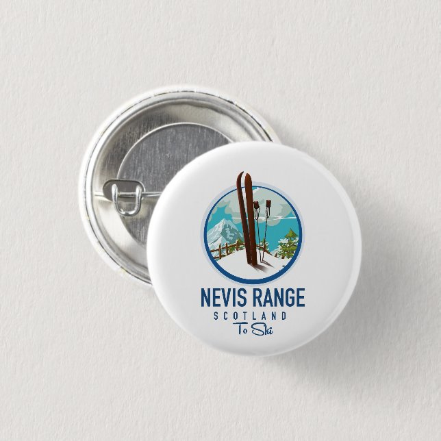 Nevis Range scotland Ski logo 3 Cm Round Badge (Front & Back)
