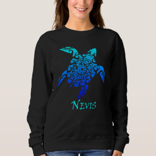 Nevis Tribal Turtle Polynesian Tattoo Style Vacati Sweatshirt