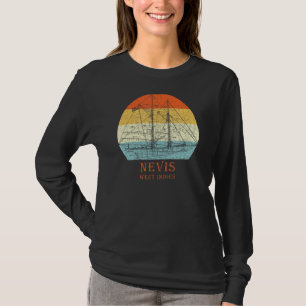 Nevis West Indies Vintage Blueprint Sailboat Vacat T-Shirt