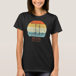 Nevis West Indies Vintage Blueprint Sailboat Vacat T-Shirt