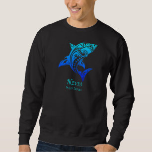 Nevis West Indies Vintage Retro Tribal Shark Vacat Sweatshirt