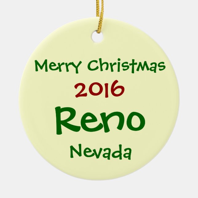 NEW 2016 RENO NEVADA MERRY CHRISTMAS ORNAMENT (Front)