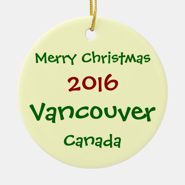 NEW 2016 VANCOUVER CANADA MERRY CHRISTMAS ORNAMENT (Front)