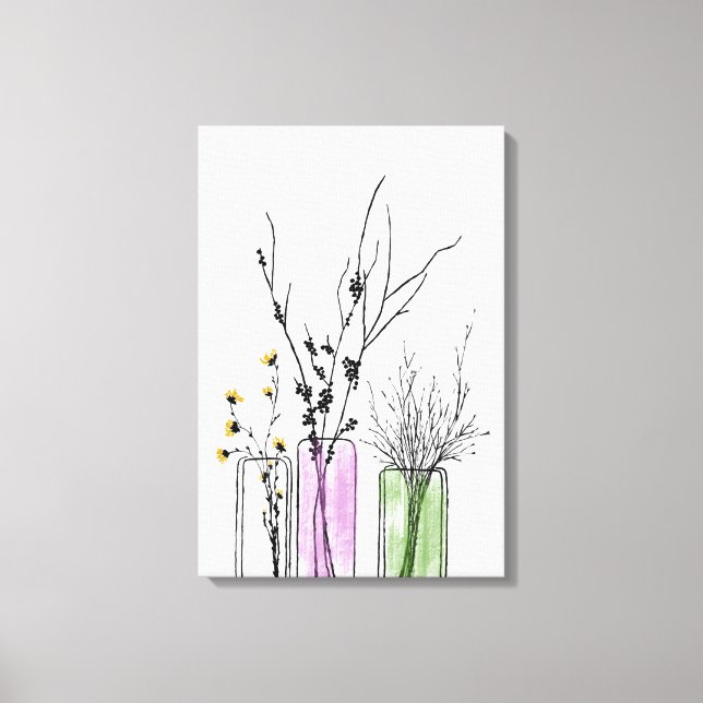 New 2 flowers vase Stretched Canvas Print (Front)