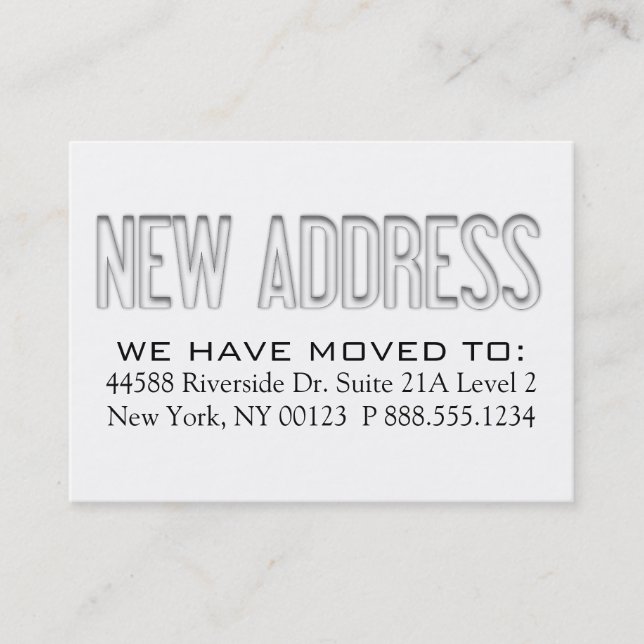 "New Address" Address Change Notification Label Business Card (Front)