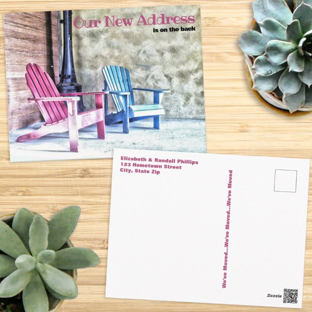 New Address Announcement Adirondack Chairs Porch Postcard (Creator Uploaded)