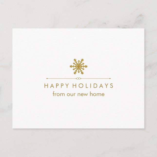 New Address at Christmas Glam Gold Snowflake Holiday Postcard (Front)