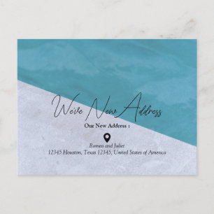 New Address Blue and Grey Announcement Postcard