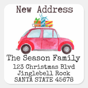 New Address Car and Christmas gifts address Square Sticker