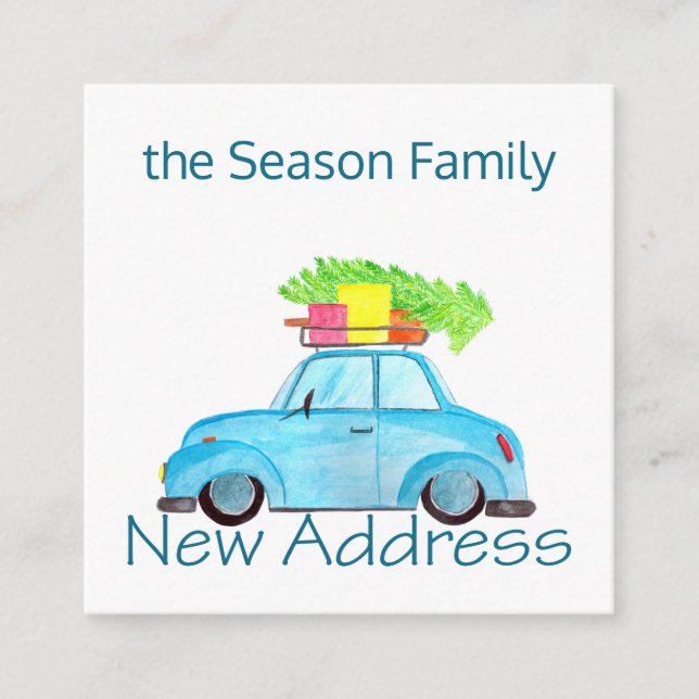 New Address Car and Christmas tree Enclosure Card (Front)