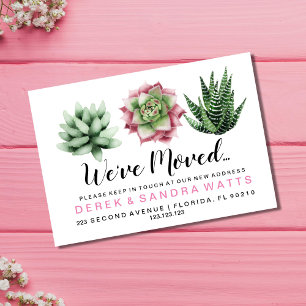 New address car and envelope with succulents announcement