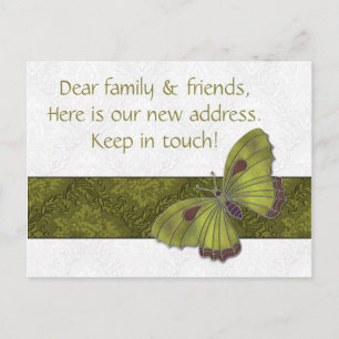 New Address Cards guests Butterfly Brocade green