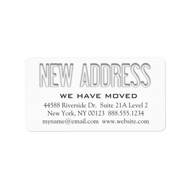 "New Address" Change Notification Label (Front)