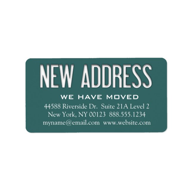 "New Address" Change Notification Label (Front)