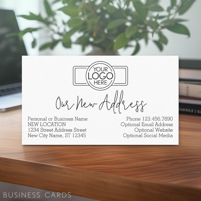 New Address Change with Business Logo Card (New Address Insert Card - same size as a business card)