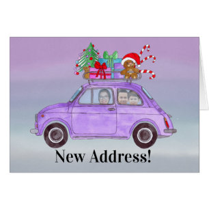 New Address Christmas car customisable photo card