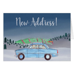 New Address Christmas car customisable photo card