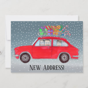 New Address Christmas car customisable photo card