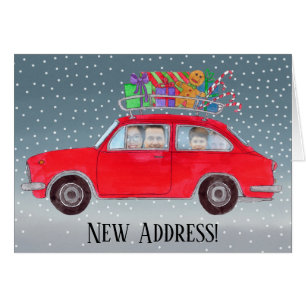 New Address Christmas car customisable photo card