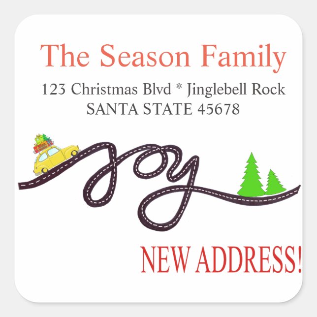 New Address Christmas Car Envelope seal (Front)