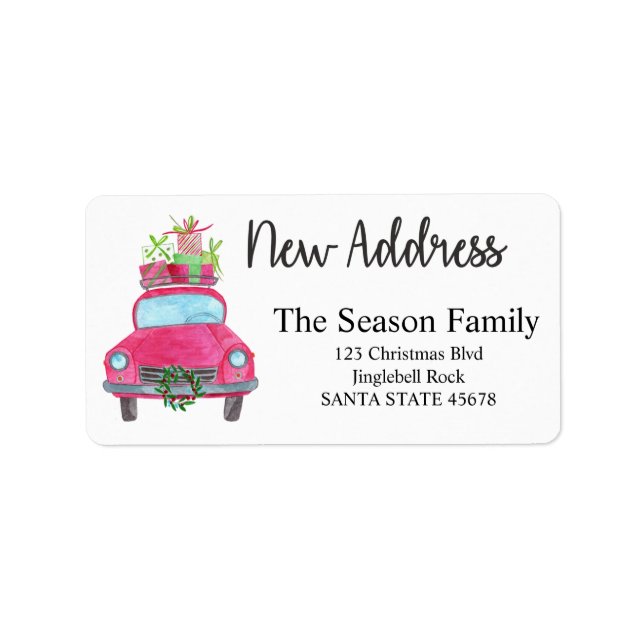New Address Christmas Car label (Front)