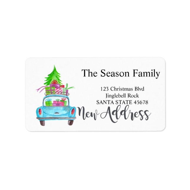New Address Christmas Car label (Front)