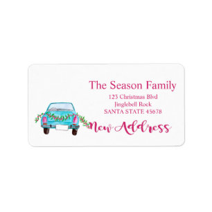 New Address Christmas Car label