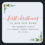 new address christmas sticker<br><div class="desc">A modern merry christmas card design with bold red typography. New home for the holidays.</div>