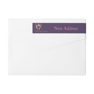 New Address Christmas wreath on door Wrap Around Label