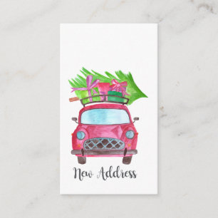 New address Classic Christmas Car Enclosure Card