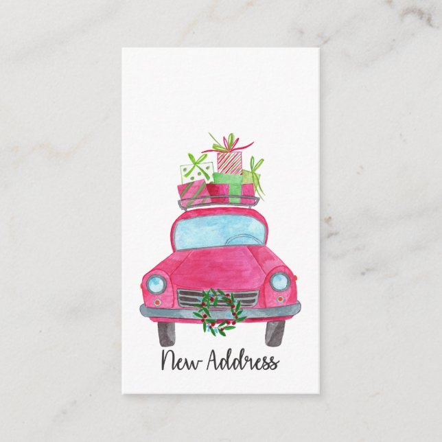 New address Classic Christmas Car Enclosure Card (Front)