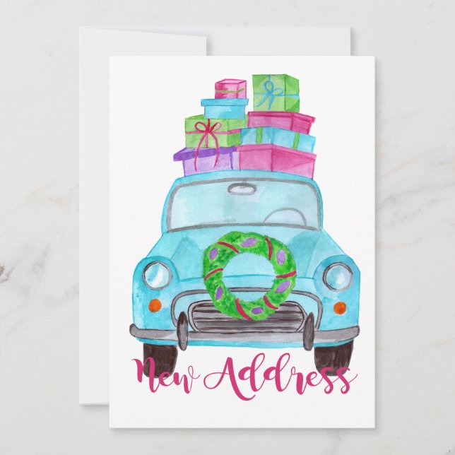 New address Classic Christmas Car Invitation (Front)