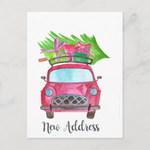 New address Classic Christmas Car Postcard