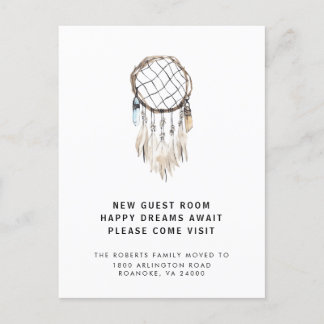 New Address Dreamcatcher Crystals Feathers Moving Announcement Postcard