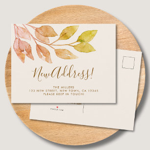 New Address Fall Moving Announcement Postcard
