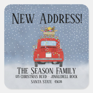 New Address Fiat 500 with Lights Square Sticker