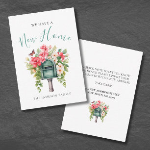 New Address Floral Mailbox Moving Annoucement Card