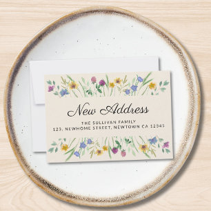 New Address Floral Moving Announcement Mini Card