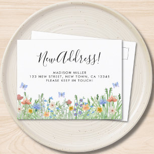 New Address Floral Moving  Announcement Postcard