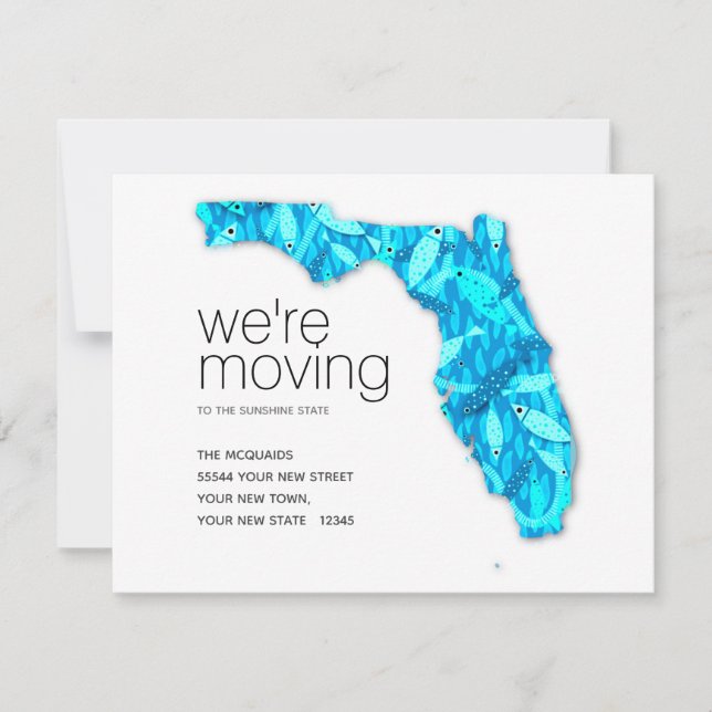 New Address Florida Fish Flat Announcement Card (Front)
