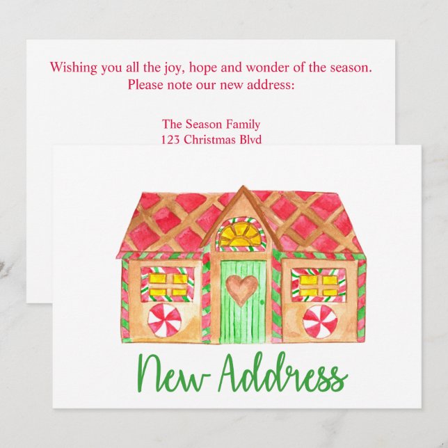 New Address  Gingerbread House Invitation (Front/Back)