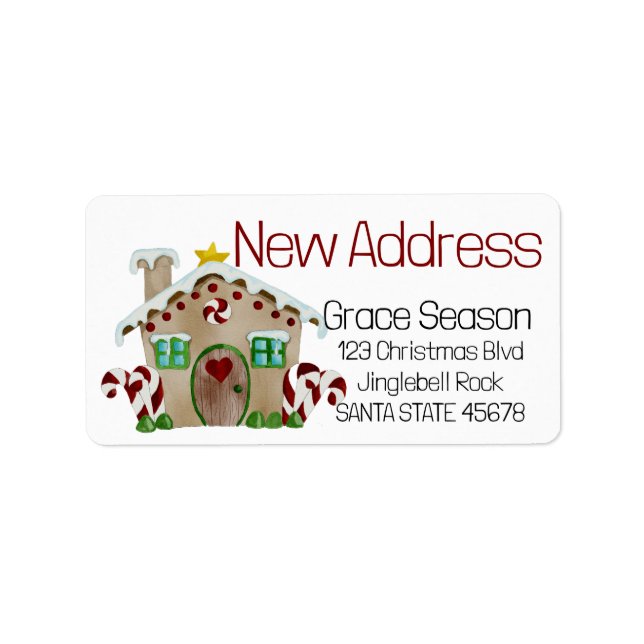 New Address Gingerbread House Label (Front)