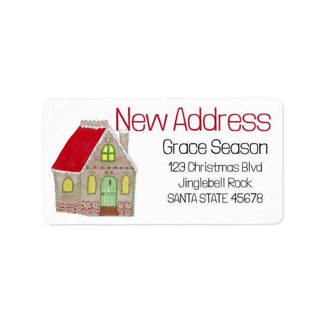 New Address Gingerbread House Label (Front)