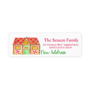 New Address Gingerbread House label