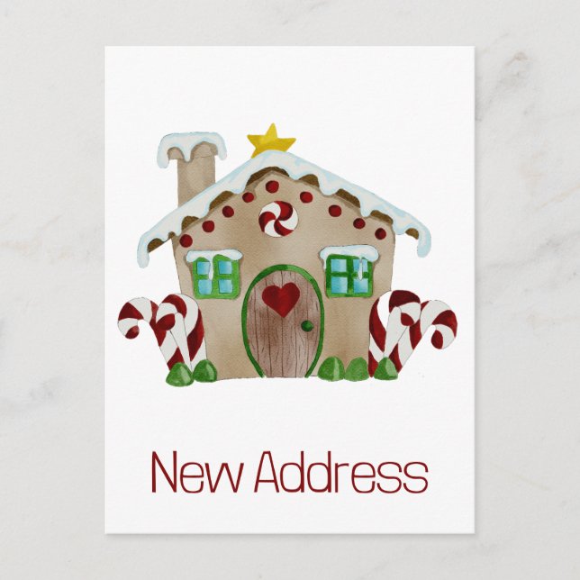 New Address  Gingerbread House Postcard (Front)