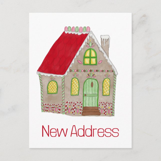 New Address  Gingerbread House Postcard (Front)