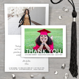 New Address Graduation Photo Folded Thank You Card