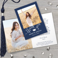 New Address & Graduation Photo Navy Blue & White
